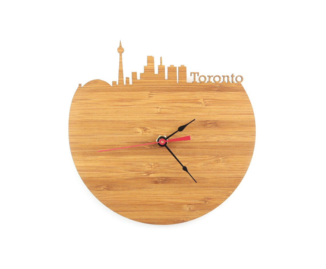 Wall Clock Toronto Skyline Wood Clock Canada Toronto Art Etsy