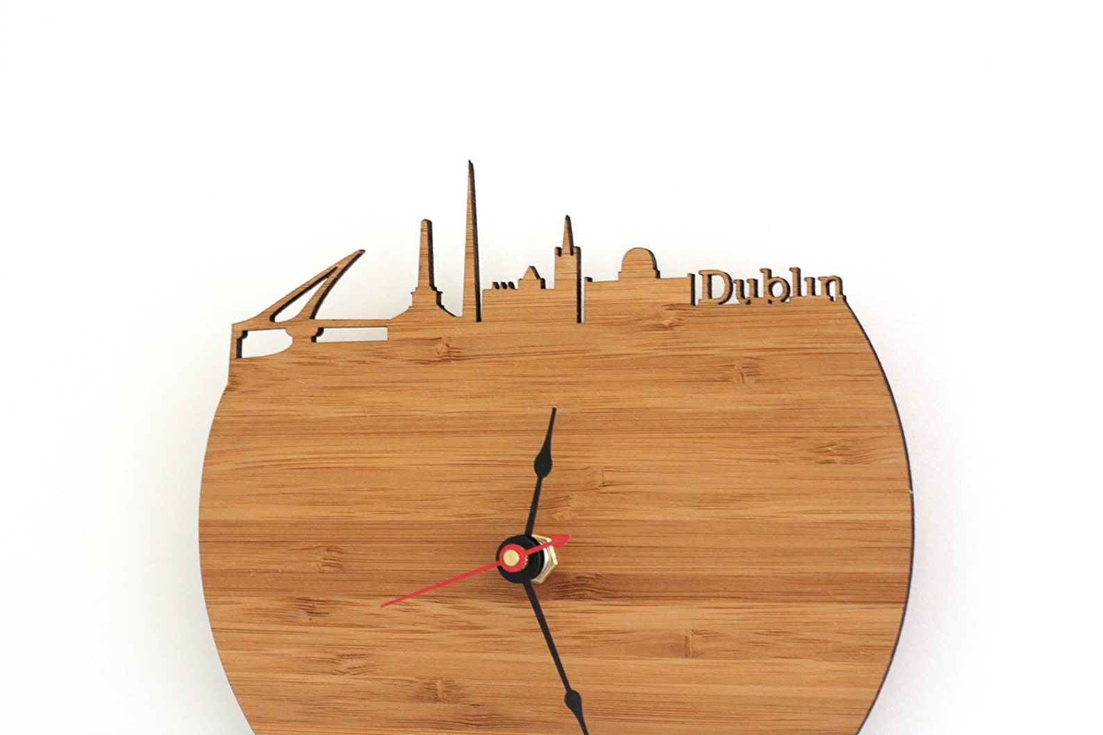 Wall Clock Dublin Ireland Skyline Large Wood Clock Time Etsy