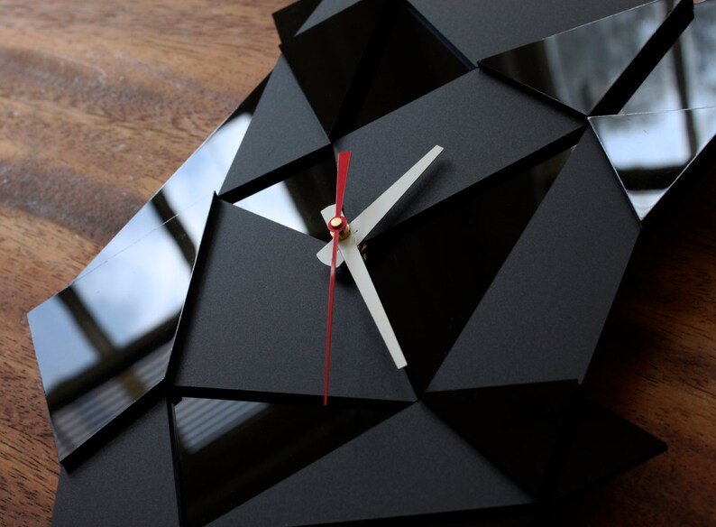 Geometric Wall Clock White Faceted Textural Geometric Clock Etsy