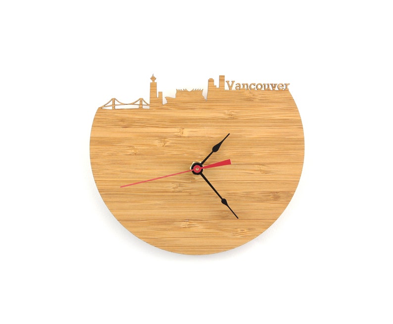 Wall Clock Vancouver Skyline Clock Vancouver Canada Man Etsy