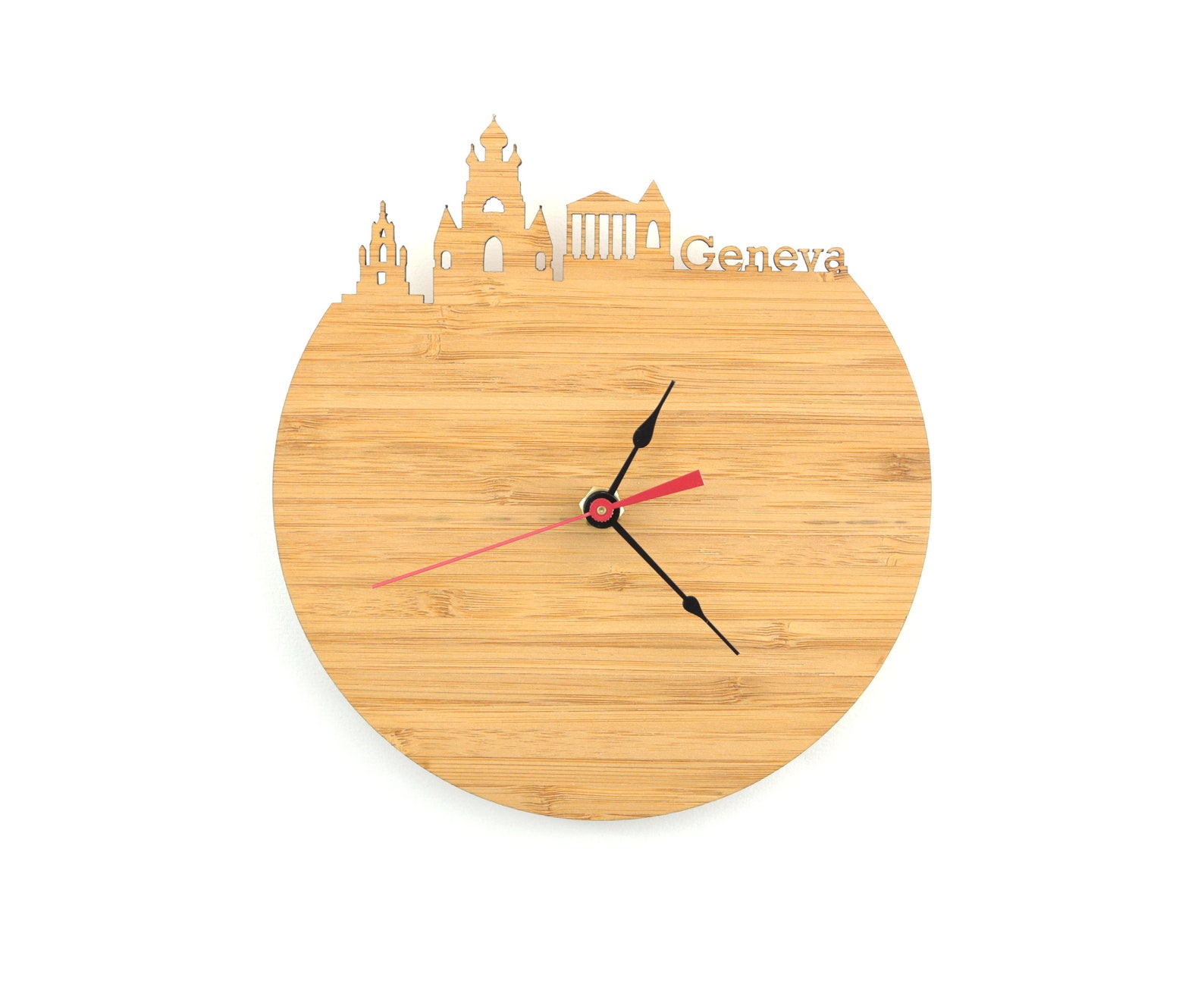 Geneva Wooden Wall Clock Switzerland Time Zone Clock for Etsy