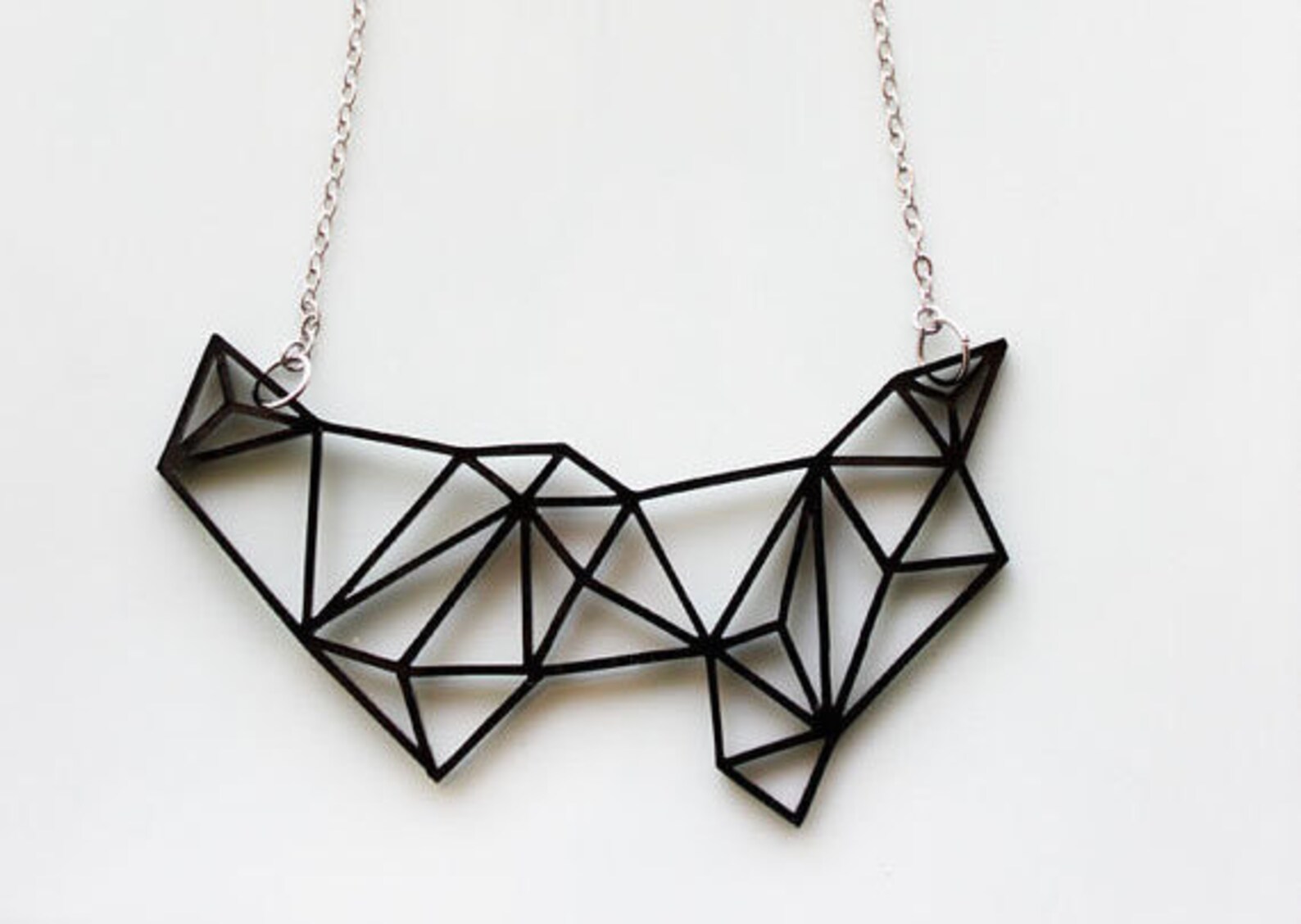 Geometric Necklace Black Minimalist Necklace Prism Etsy