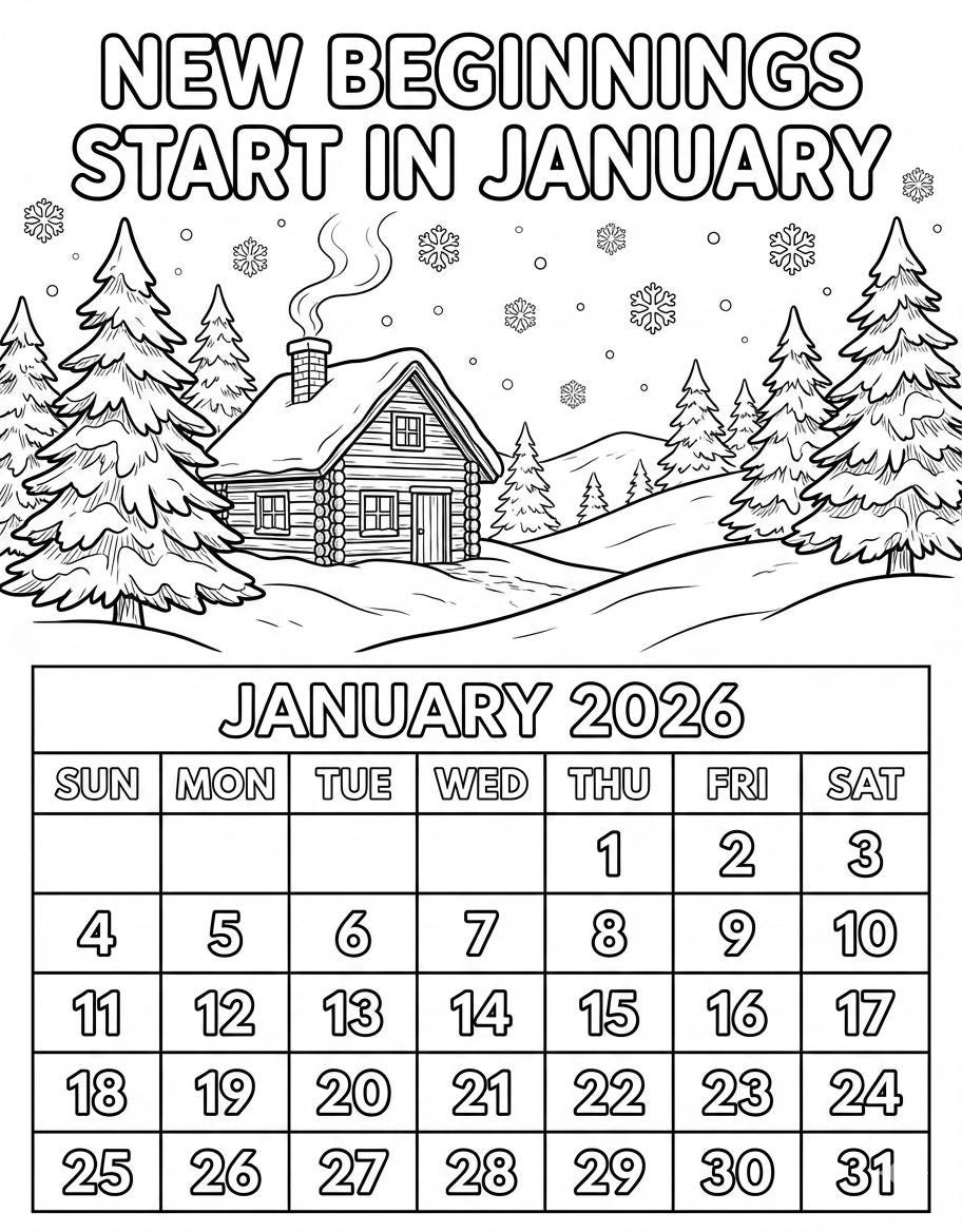 2026 Coloring Calendar | Monthly Printable With Bonus Pages (letter ...