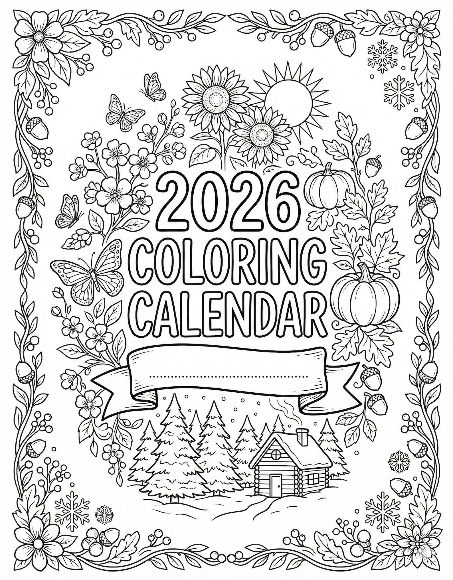 2026 Coloring Calendar | Monthly Printable With Bonus Pages (letter ...