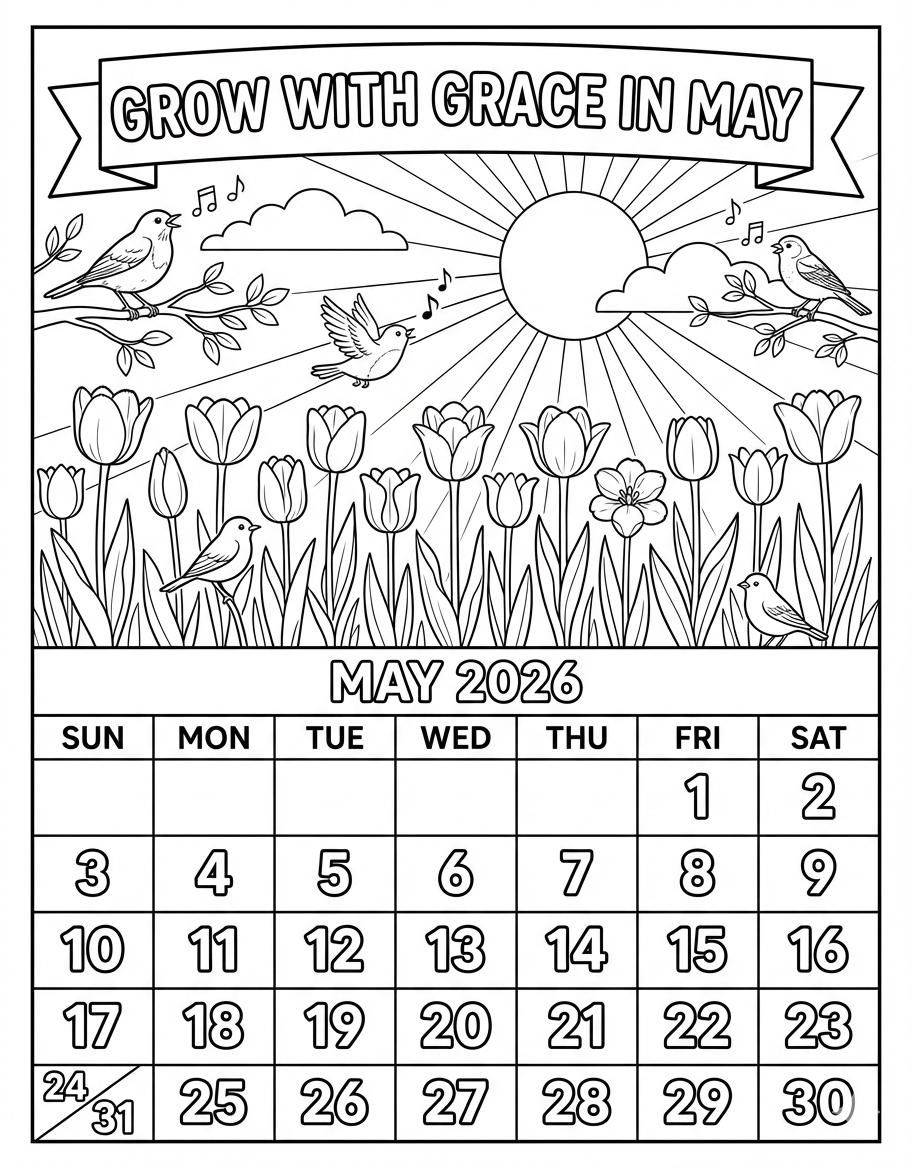 2026 Coloring Calendar | Monthly Printable With Bonus Pages (letter ...
