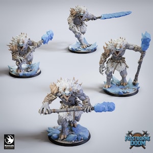 Winter Shardfang Troll Miniature: Ice Devil Resin DnD TTRPG Model (50mm - 75mm base)