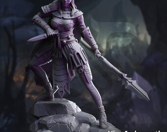 Drow Ranger Miniature | Female Dark Elf Scout | Underdark Warrior | DnD TTRPG | DM Stash | 32mm