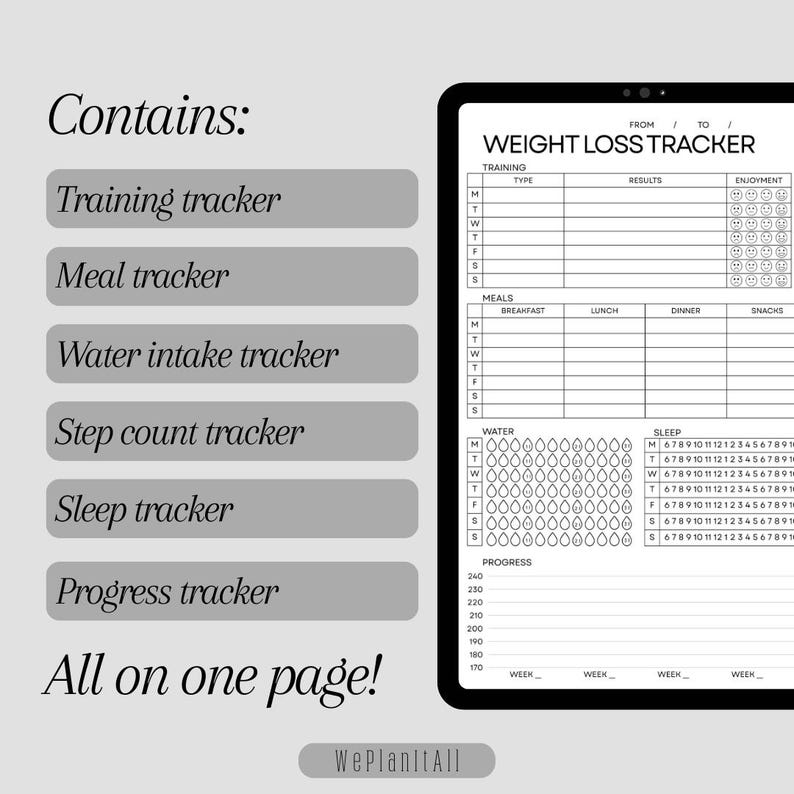 Minimalist Weight Loss Tracker Printable | Fitness Planner With ...