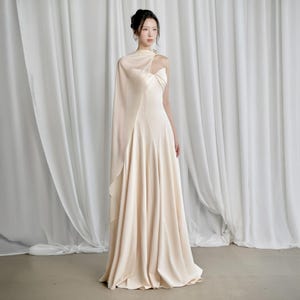 Elegant Silk Dress , Long Silk Maxi Dress, Wedding Guest Dress, Bridesmaid Dress, Prom Dress, Garden Party Dress, Vintage Evening Gown