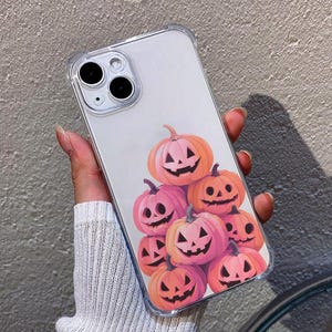 Halloween Pumpkin Phone Case, Cute Jack O Lantern Clear Cover, Fall Aesthetic iPhone Case, Spooky Seasonal Gift