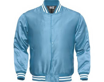 Giacca universitaria, giacca letterman, giacca in raso azzurro, giacca da baseball, giacche universitarie personalizzate, giacca universitaria di squadra, giacca universitaria personalizzata