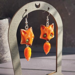 Rotfuchs Ohrringe – Polymer Clay Wald Schmuck, niedliches Tier Geschenk, Witchy Woodland Stil