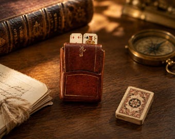 Porta-cartões vintage florentino em couro com motivo de Pinóquio, couro trabalhado na Itália, peça de colecionador de meados do século XX.
