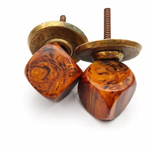 Pomelli per cassetti in bachelite color ambra, maniglie per mobili in marmo vintage, stile Art Déco, set di metà secolo