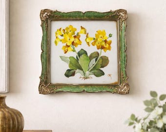 Rara placca da parete in porcellana Rosenthal dipinta a mano e firmata – Cornice floreale tedesca vintage