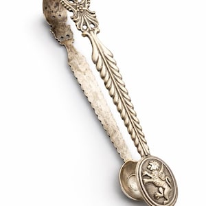 Silverpläterad sockertång skedset Griffin handtag Vintage europeisk viktoriansk stil serveringsredskap