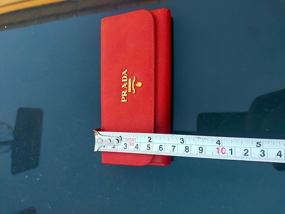 Prada Saffiano Leather Key Case Red 6 Hook Key Holder Milano Gold