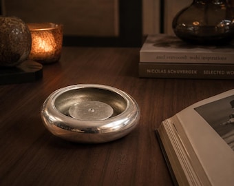 Cinzeiro vintage banhado a prata, estilo dinamarquês moderno, para decoração de mesa de meados do século XX.