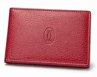 カルティエ レザー カードホルダー ヴィンテージ パリ レッド ウォレットスタイル クレジットカードケース スリム ラグジュアリー