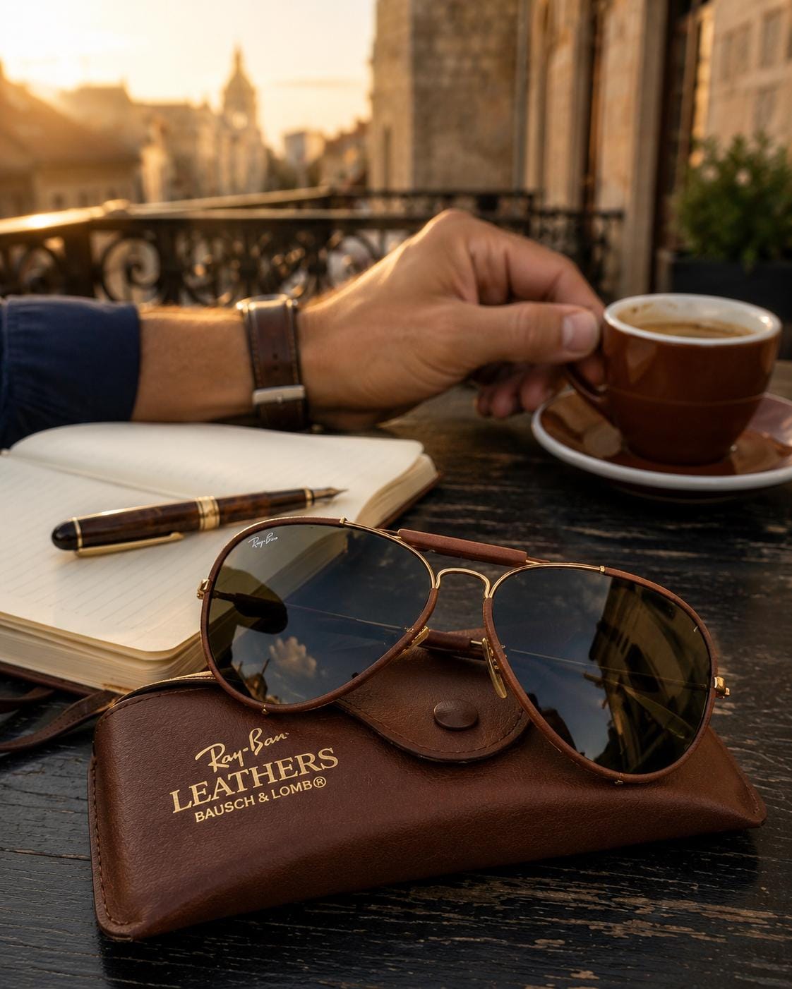 VTG Ray-Ban Bausch and Lomb Sunglasses Clip On Leather Case Brown Soft Suede Vintage Bausch Lomb Ray Ban Ray Lite Clip On Sunglasses With  main image 4