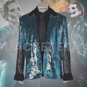 Inspired by Ghost Band Papa Emeritus Cosplay Ghost Rite Here Rite Now 2024 Iconic Concert Outfit Costume Cosplay | Ghost Papa v Blue Blazer