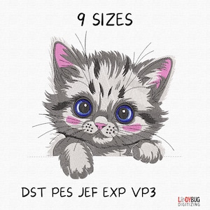 Fluffy Kitten Embroidery Design: Cat Lover Gift (Digital Download)