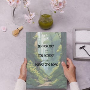 Joshua 24:15, Christian Art Print, wall art for your home, Greenery themed, Bible quote As for me and my house we will serve the Lord.