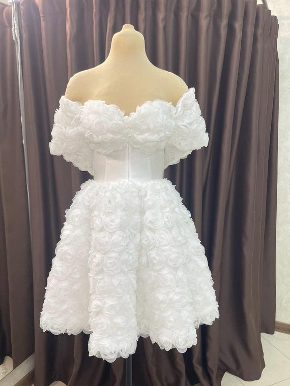 short fairy wedding dress short tulle dress Off-Shoulder Short Dress