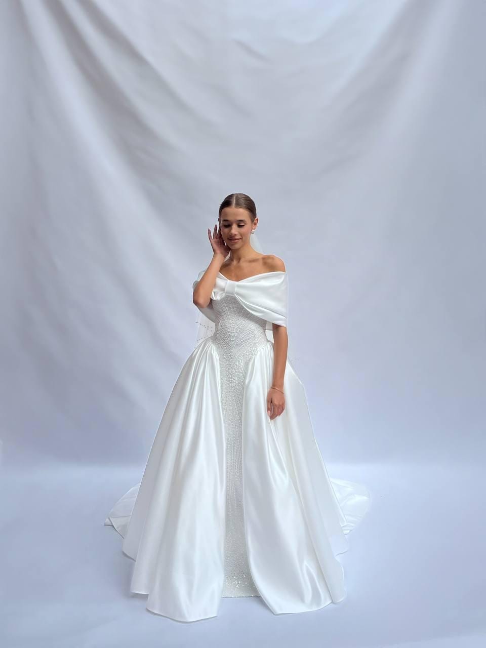 wedding dress corset extender Strapless Lace Corset Wedding Gown with Detachable Tulle Overskirt Elegant Bridal Couture