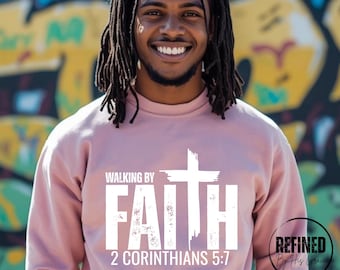 Walking by Faith SVG PNG, Christian Bible Verse Cut File (Digital Download)