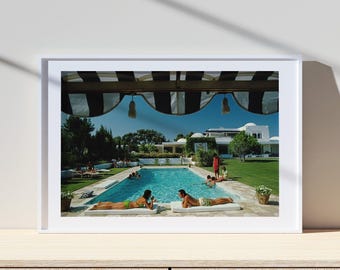 Slim Aarons Poolside In Sotogrande Print Poster, Vintage Print, Photography Prints, High Society Photo Print, Museum Quality Photo Print