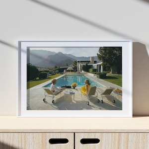Plakat Slim Aarons Poolside Pairs, wydruk w stylu vintage, wydruki fotograficzne, wydruk fotograficzny w stylu high-sourcowym, wydruk fotograficzny w jakości muzealnej