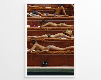 Slim Aarons Sunbathing On Capri Print Poster, Vintage Print, Photography Prints, High Society Photo Print, Museum Quality Photo Print