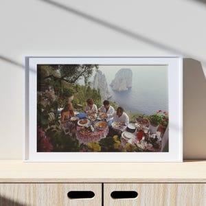Slim Aarons Dining Al Fresco On Capri Print Poster, Vintage Print, Photography Prints, High Society Photo Print, Museum Quality Photo Print image 1