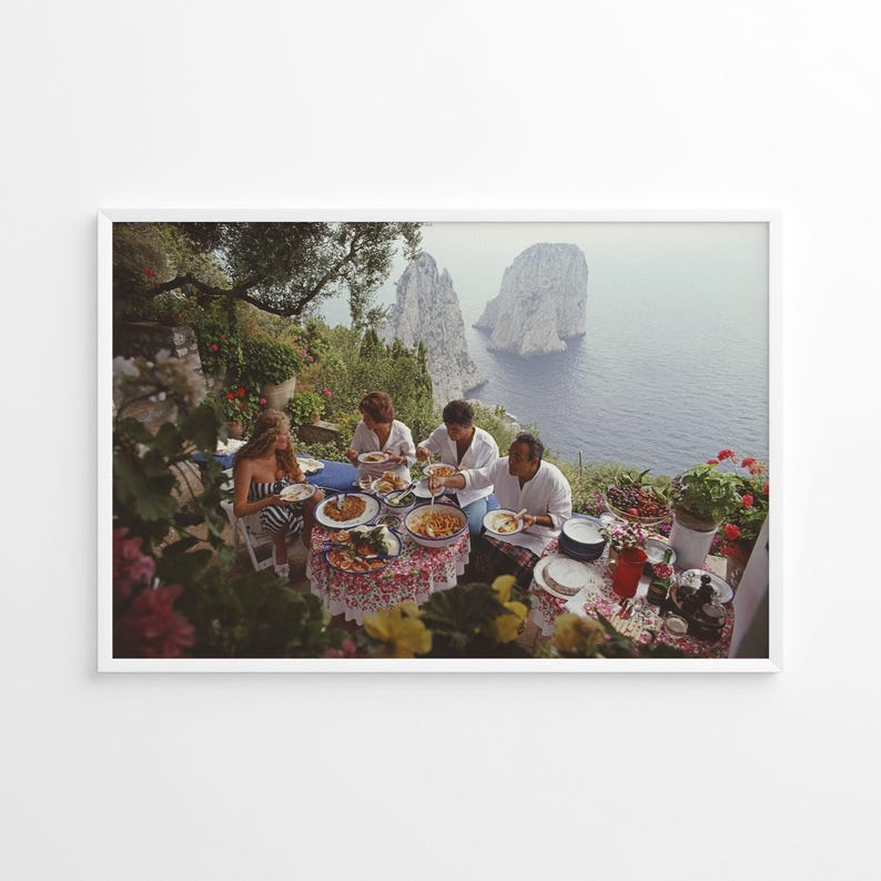 Slim Aarons Dining Al Fresco On Capri Print Poster, Vintage Print, Photography Prints, High Society Photo Print, Museum Quality Photo Print image 2