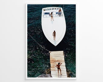 Slim Aarons Speedboat Landing Photo Print: Vintage High Society Art