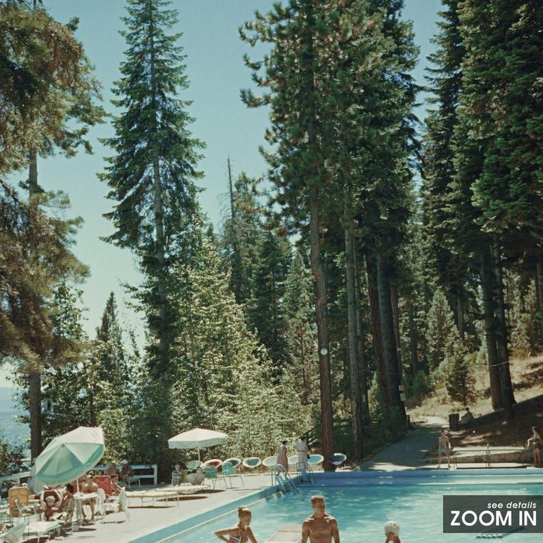 Slim Aarons Lake Tahoe Pool Print: Vintage High Society Photography image 4