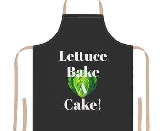 Delantal de cocina divertido: "¡Lechuga, haz un pastel!". Regalo para amantes de la comida.