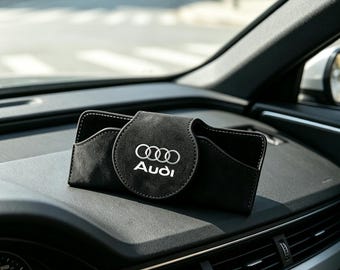 Audi Suede Sunglasses Visor Holder, Quick Access Driving Accessory, Ideal Gift for Car Owners