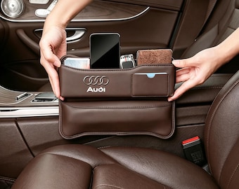 Car Seat Gap Organizer For Audi Owners, PU Leather Storage Pocket, Center Console Accessory