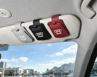 Audi Eyeglass Clip Holder, Leather Car Sunglasses Organizer, Anti Scratch Visor Storage, Gift For Audi Owners Daily Interior Upgrade