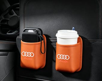 Car Door Cup Holder For Audi Owners, PU Leather Storage Pocket, Vehicle Interior Trash Organizer