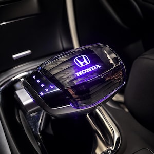 Honda Style Illuminated Crystal Gear Shift Knob, LED Light Up Shifter Handle, Luxury Car Interior Gear Selector Gift