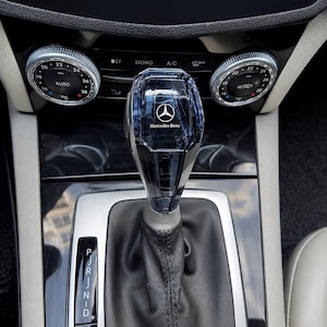 Mercedes-Benz Style Illuminated Crystal Gear Shift Knob, LED Light Up Shifter Handle, Luxury Car Interior Accessories Gift
