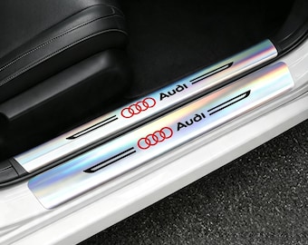 Audi Car Colorful Laser Door Sill Strip Anti-Step Protective Sticker,Interior Upgrade Gift For Audi Owner Friends