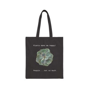 Succulent-Themed Cotton Canvas Tote Bag for Plant Lovers, Eco-Friendly Shopping Bag.