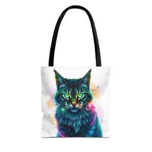 Cute Cat Tote Bag, Stylish Eco Friendly Cat Lover Gift Reusable Canvas Shopping Bag