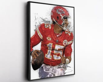 Patrick Mahomes Kansas City Chiefs Canvas Print NFL Football Wall Art Framed Poster Man Cave Decor Sports Gift for Chiefs Fans