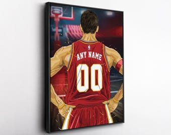 Atlanta Hawks Jersey Personalized Jersey NBA Custom Name and Number Canvas Wall Art Home Decor Framed Poster Man Cave Gift