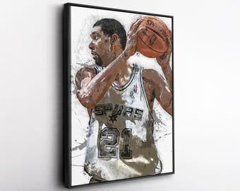 Tim Duncan San Antonio Spurs Canvas Print NBA Basketball Wall Art Framed Poster Man Cave Decor Sports Gift for Spurs Fans